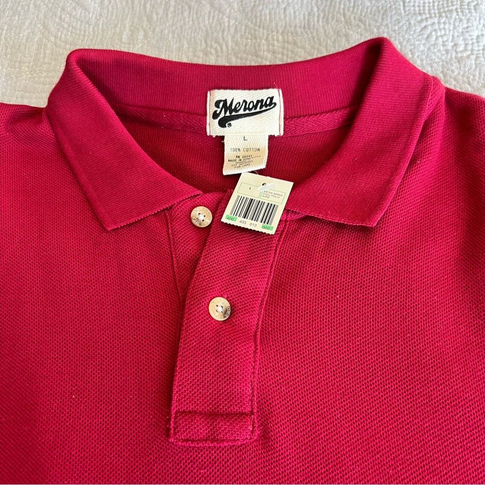 NWT Vintage 90s Merona Pique Polo Shirt Mens Large Red Target Preppy Heritage